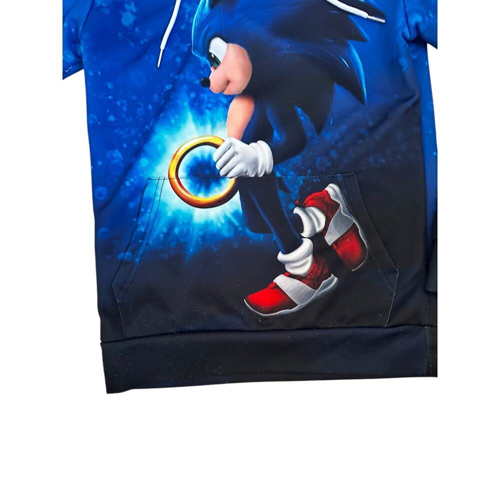 Sonic the Hedgehog Hoodie, Long Sleeve, Lightweight, Black & Blue, Boys Small, - Picture 2 of 2